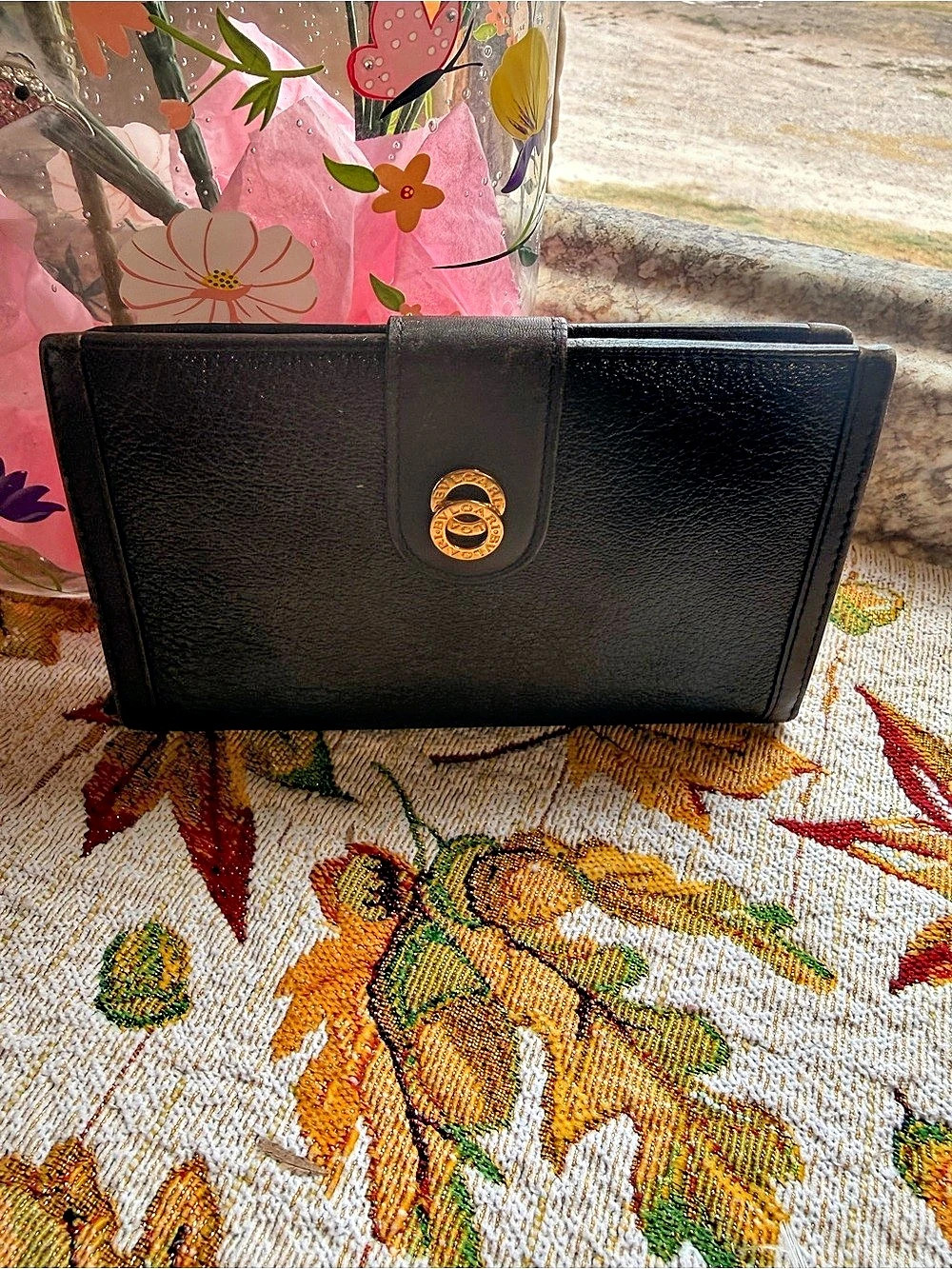 Bvlgari Leather Wallet in Black & Brown